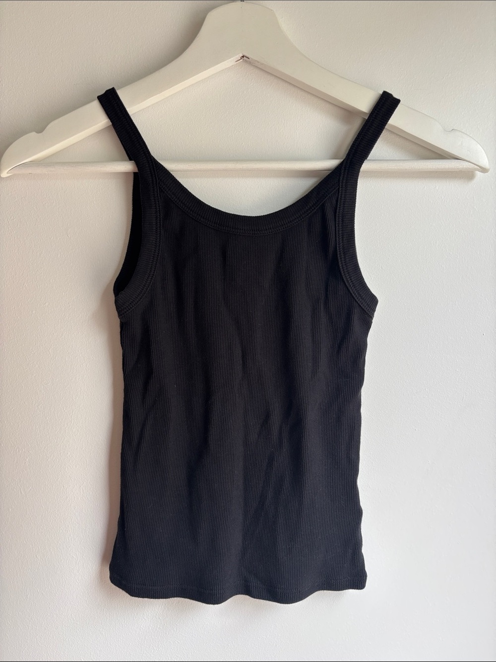 Reformation Black Ribbed Cropped Tank Top